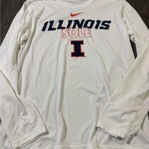 Nike White Long Sleeve Tee with Red and Blue Accents